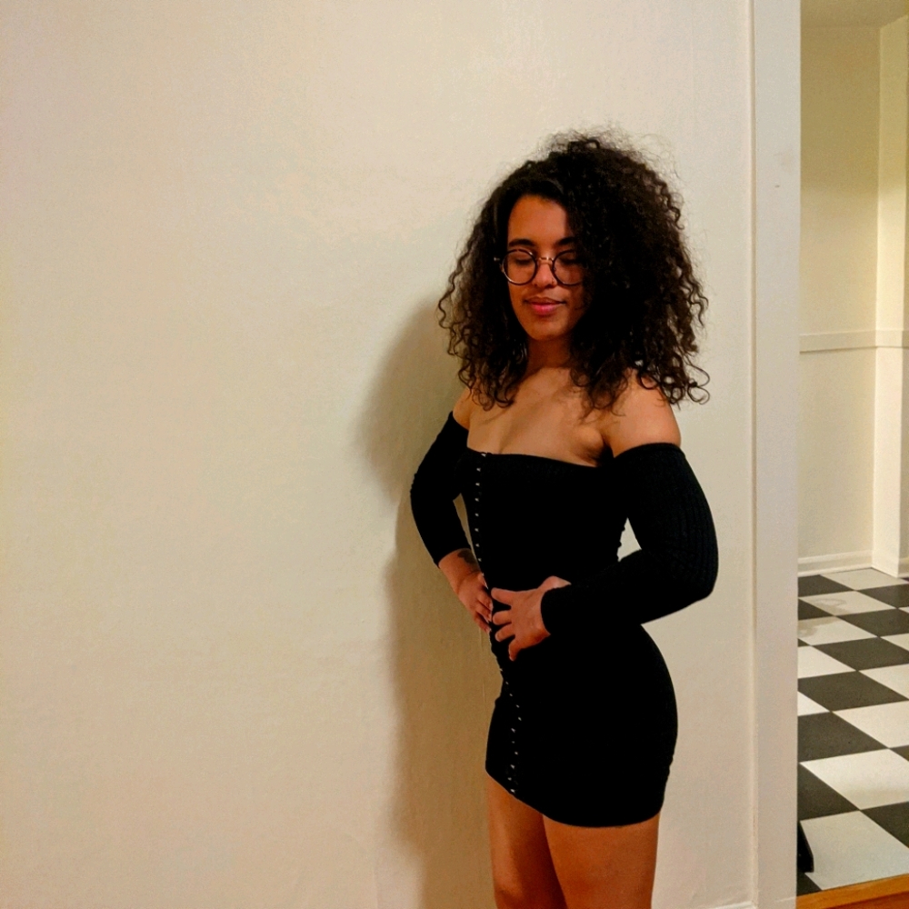 Long-sleeved off the shoulder dress